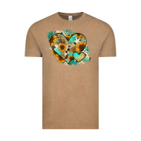 Vintage Coffee Leopard Sunflower Cowhide Glitter Heart Vintage Tee - Jasminsmagicworld