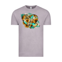 Leopard Sunflower Cowhide Glitter Heart Vintage Tee | Teevron