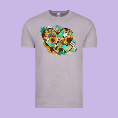 Leopard Sunflower Cowhide Glitter Heart Vintage Tee Designed By Jasminsmagicworld