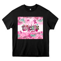 Black Breast Cancer Teacher Heavy Core Tee - NancyCooperArtShop