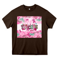 Chocolate Brown Breast Cancer Teacher Heavy Core Tee - NancyCooperArtShop