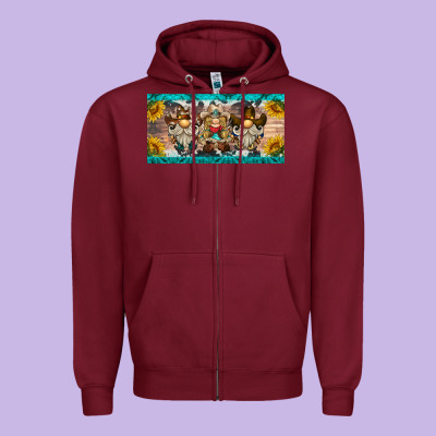 Western Gnome License Plate Zipper Hoodie Designed By Barkaloodesign