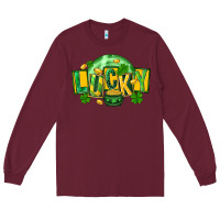 Burgundy St. Patrick's Day lucky Long Sleeve Tee - FaDigitalArtStudio