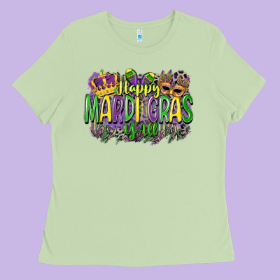 Happy Mardi Gras Yall Ladies Tee Designed By Cowgirlartshop