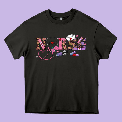 Valentine's Day Nurse Heavy Core Tee Designed By Ranaportraitstore