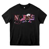 Black valentine's day nurse Heavy Core Tee - RanaPortraitStore