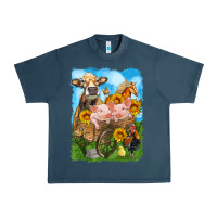 Midnight Navy farm animals wagon olivia Urban Heavy Tee - OliviaCreatesArt