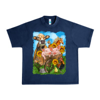 Navy farm animals wagon olivia Urban Heavy Tee - OliviaCreatesArt