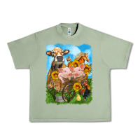 Oil Green farm animals wagon olivia Urban Heavy Tee - OliviaCreatesArt