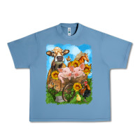 Pebble Blue farm animals wagon olivia Urban Heavy Tee - OliviaCreatesArt