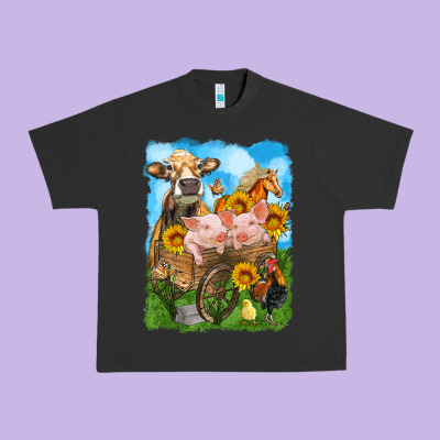 Farm Animals Wagon Olivia Urban Heavy Tee Designed By Oliviacreatesart