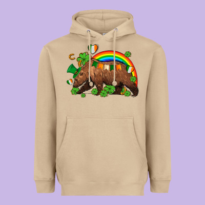 St Patricks Bear Ado Heavyweight Hoodie Designed By Adodesignshop