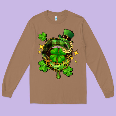 St. Patrick's Day Lip Long Sleeve Tee Designed By Fadigitalartstudio