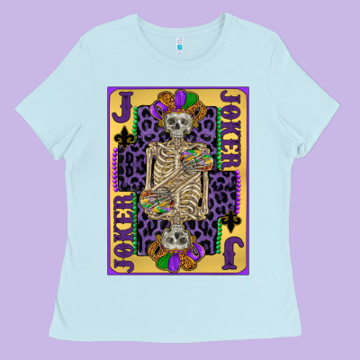 Joker Mardi Gras Skeleton Ladies Tee Designed By Cowgirlartshop