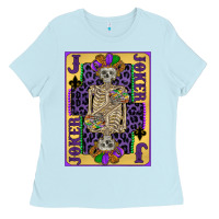 Baby Blue joker mardi gras skeleton Ladies Tee - CowGirlArtShop