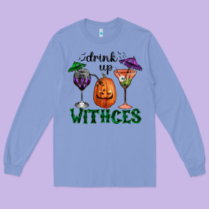 Drink Up Withces Halloween Long Sleeve Tee Designed By Ranaportraitstore