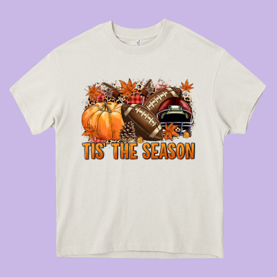 Tis' The Season Football And Maroon Helmet Heavy Core Tee Designed By Nancycooperartshop