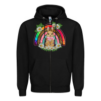 Black easter rabbit rainbow Zipper Hoodie - BarkalooDesign