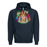 Navy easter rabbit rainbow Zipper Hoodie - BarkalooDesign
