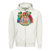 Oatmeal Heather easter rabbit rainbow Zipper Hoodie - BarkalooDesign