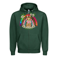 Sports Green easter rabbit rainbow Zipper Hoodie - BarkalooDesign