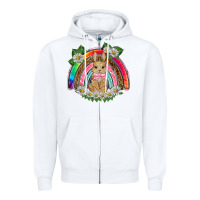 White easter rabbit rainbow Zipper Hoodie - BarkalooDesign