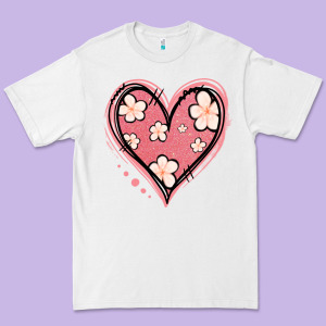 Floral Pink Glitter Heart Premium Tee Designed By Jasminsmagicworld