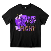 Black Her fight is our fight purple ribbon Heavy Core Tee - NancyCooperArtShop