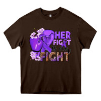 Chocolate Brown Her fight is our fight purple ribbon Heavy Core Tee - NancyCooperArtShop
