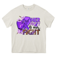 Cream Her fight is our fight purple ribbon Heavy Core Tee - NancyCooperArtShop