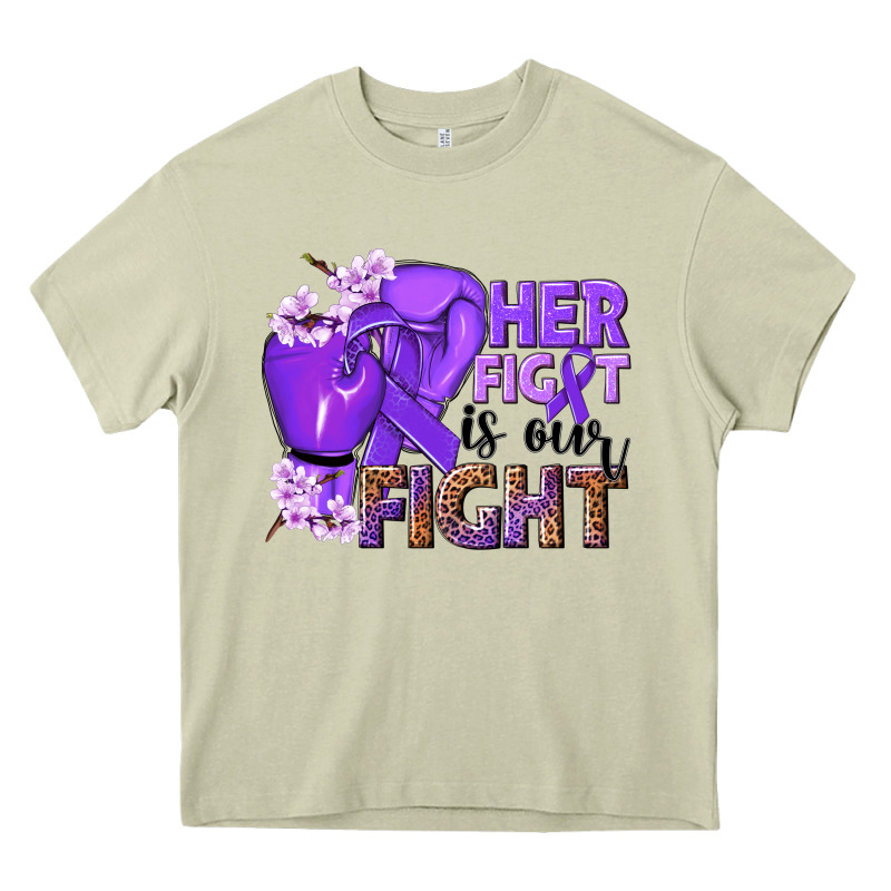 Her Fight Is Our Fight Purple Ribbon Heavy Core Tee by NancyCooperArtShop | Teevron