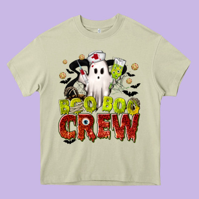 Boo Boo Crew Nurse Heavy Core Tee Designed By Texasbilliewilder