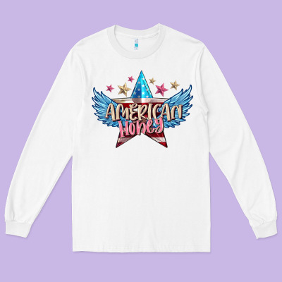 American Honey 4th Of July Long Sleeve Tee Designed By Fadigitalartstudio