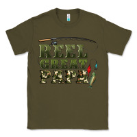 Army Green reel great papa Classic Tee - Artiststas