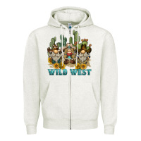 Oatmeal Heather wild west western gnome Zipper Hoodie - BarkalooDesign