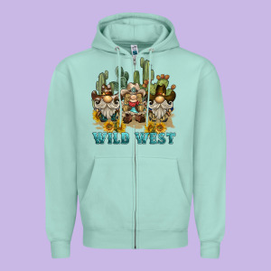 Wild West Western Gnome Zipper Hoodie Designed By Barkaloodesign