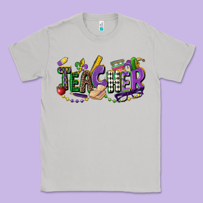 Teacher Mardi Gras Classic Tee Designed By Cowgirlartshop