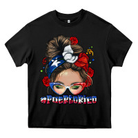 Black Puerto Rico messy bun Heavy Core Tee - NancyCooperArtShop