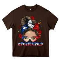Chocolate Brown Puerto Rico messy bun Heavy Core Tee - NancyCooperArtShop