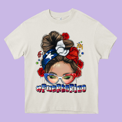 Puerto Rico Messy Bun Heavy Core Tee Designed By Nancycooperartshop