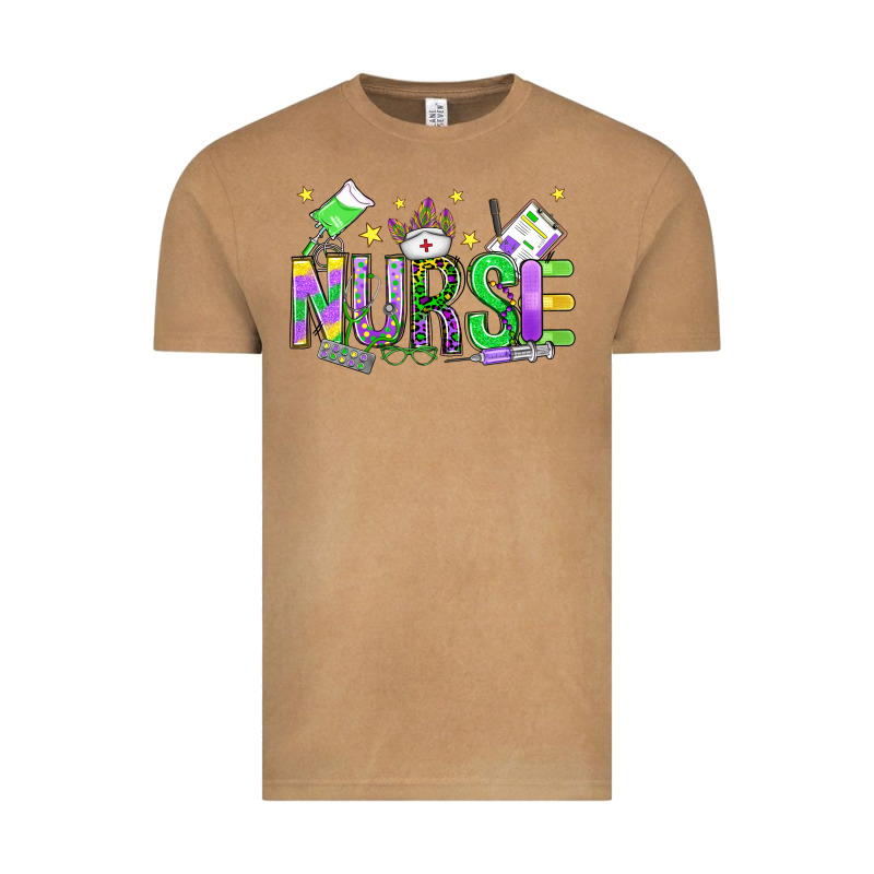 Mardi Gras Nurse Vintage Tee by OliviaCreatesArt | Teevron