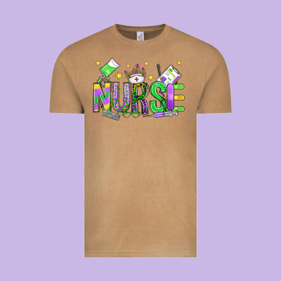 Mardi Gras Nurse Vintage Tee Designed By Oliviacreatesart