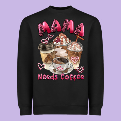 Mama Needs Coffee Heavyweight Sweatshirt Designed By Barkaloodesign