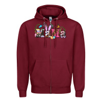 Burgundy easter bunny mama Zipper Hoodie - BarkalooDesign