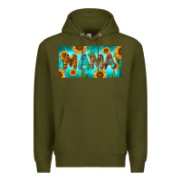 Army Green western mama with sunflowers and cactus Premium Hoodie - RanaPortraitStore
