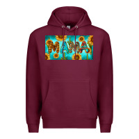 Burgundy western mama with sunflowers and cactus Premium Hoodie - RanaPortraitStore