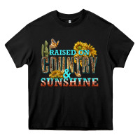 Black Raised on Country and Sunshine Heavy Core Tee - texasbilliewilder