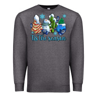 Charcoal Heather tis the season christmas tree  cake winter and snowman Premium Sweatshirt - AdoDesignShop