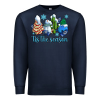 Navy tis the season christmas tree  cake winter and snowman Premium Sweatshirt - AdoDesignShop