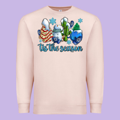 Tis The Season Christmas Tree  Cake Winter And Snowman Premium Sweatshirt Designed By Adodesignshop